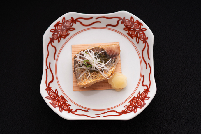 焼物　柳ばちめ南蛮味噌田楽　生姜甘酢漬け