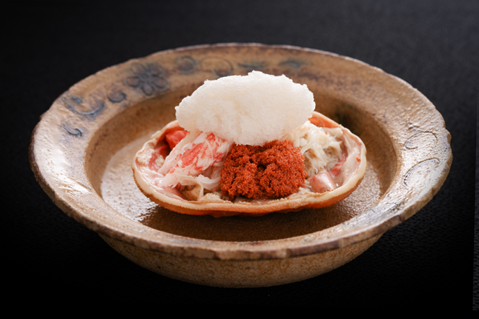 焜炉　本津合蟹出汁しゃぶ　もみじおろし　ポン酢